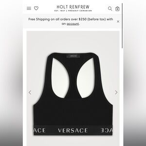 BN Versace sports bra. Unlined black. Size 3